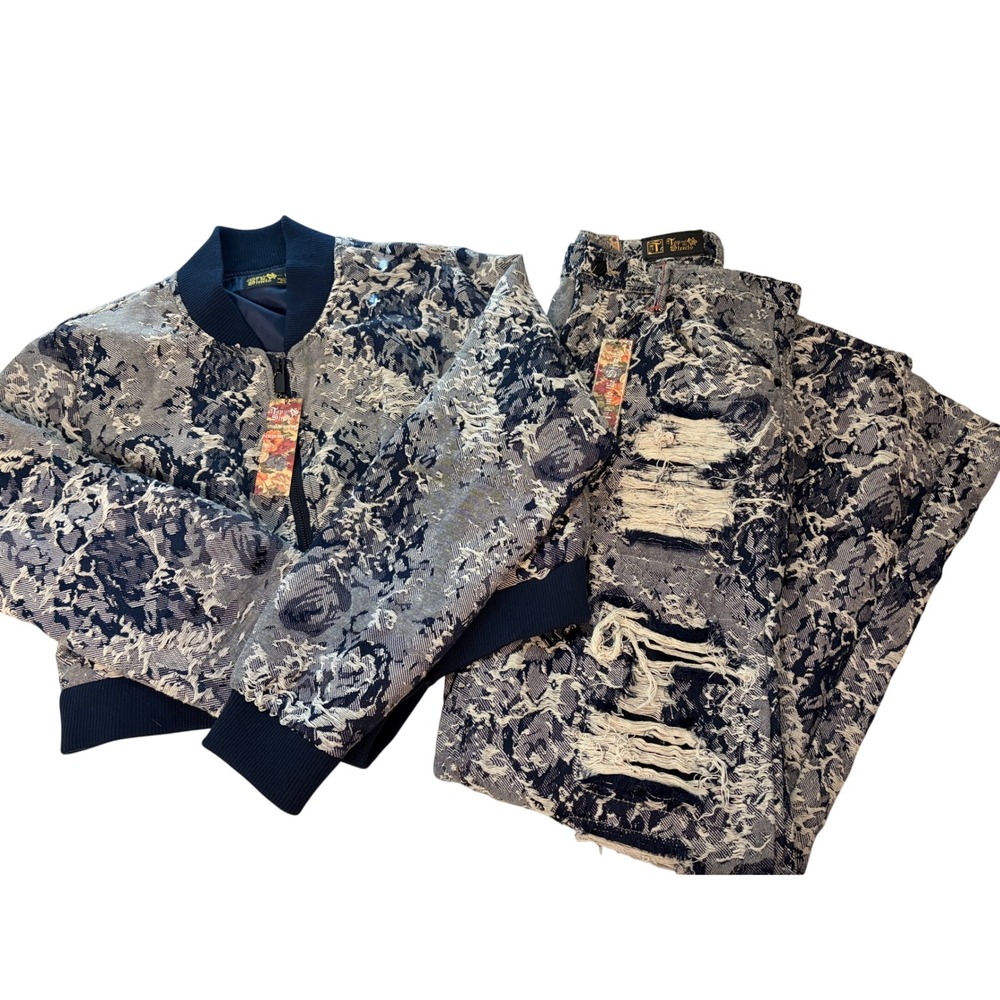 Tap Into The Streets 2pc Set 13 Blue Streetwear, Grunge, Denim, Distressed, Punk